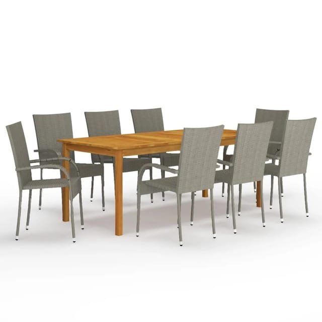 vidaXL 9-tlg Garten-Essgruppe Grau Modell 4