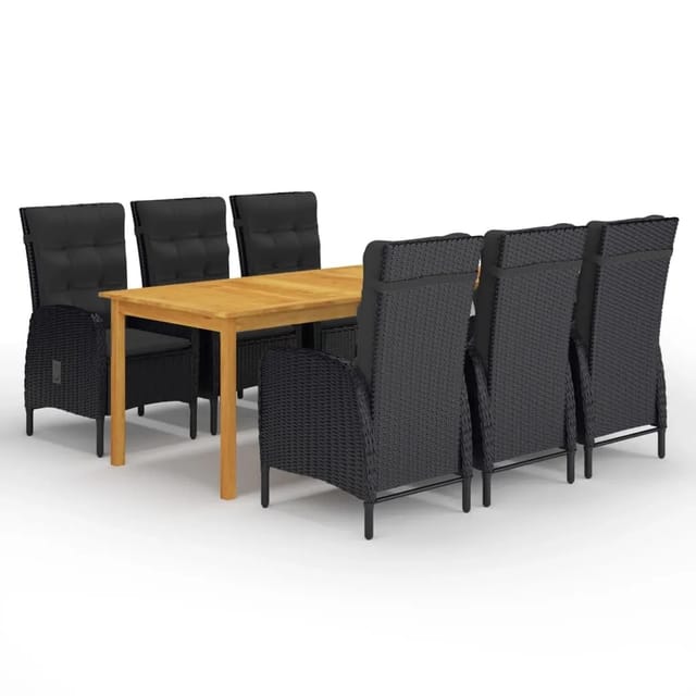 vidaXL 7-tlg Garten-Essgruppe Schwarz Modell 85
