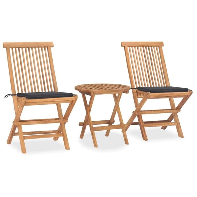 vidaXL 3-tlg Garten-Essgruppe mit Kissen Klappbar Massivholz Teak Modell 1