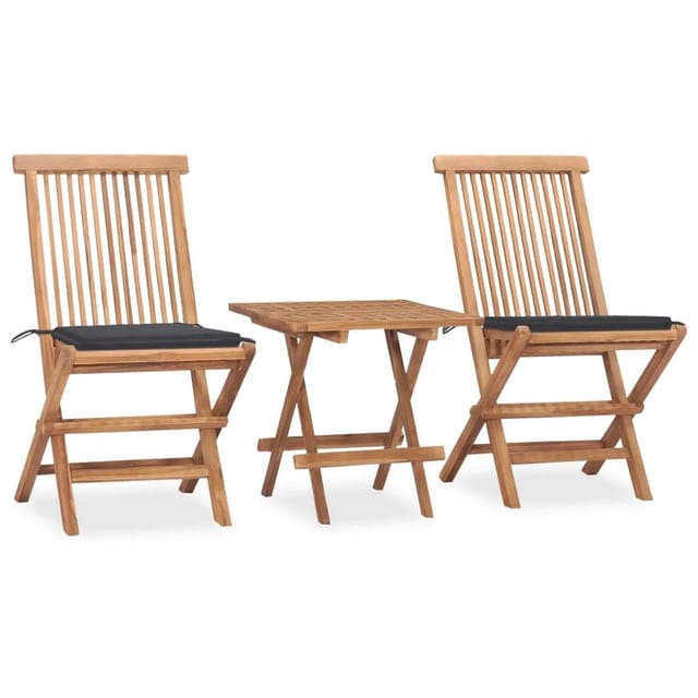 vidaXL 3-tlg Garten-Essgruppe mit Kissen Klappbar Massivholz Teak Modell 28