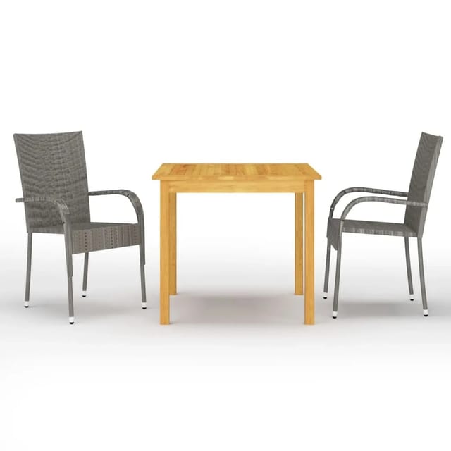 vidaXL 3-tlg Garten-Essgruppe Grau Modell 4