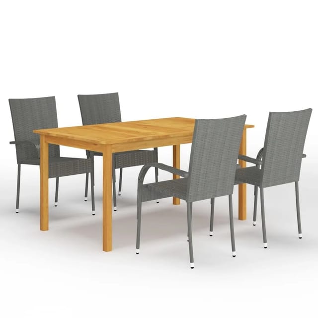 vidaXL 5-tlg Garten-Essgruppe Grau Modell 11