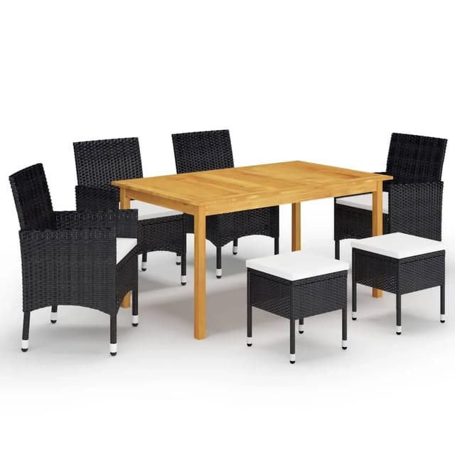 vidaXL 7-tlg Garten-Essgruppe Schwarz Modell 83
