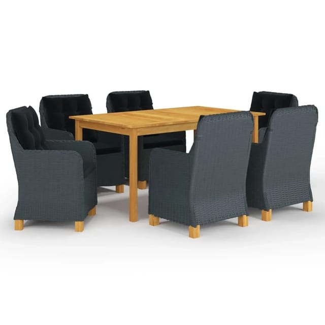 vidaXL 7-tlg Garten-Essgruppe Dunkelgrau Modell 4