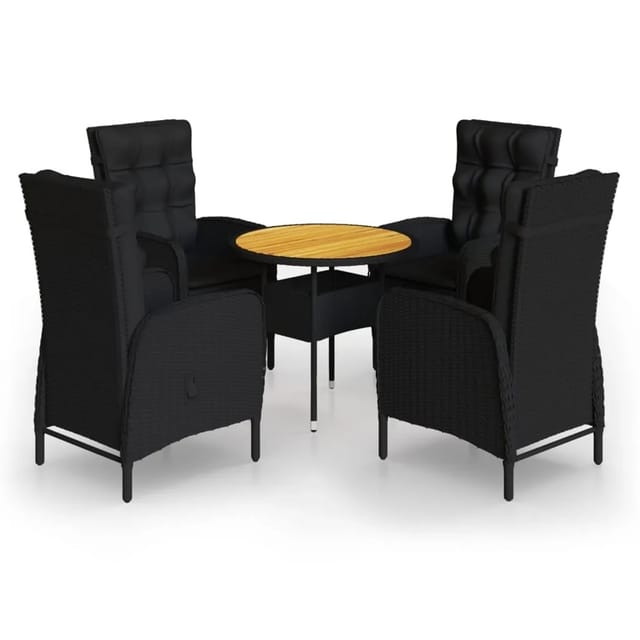 vidaXL 5-tlg Garten-Bistro-Set Poly Rattan Schwarz
