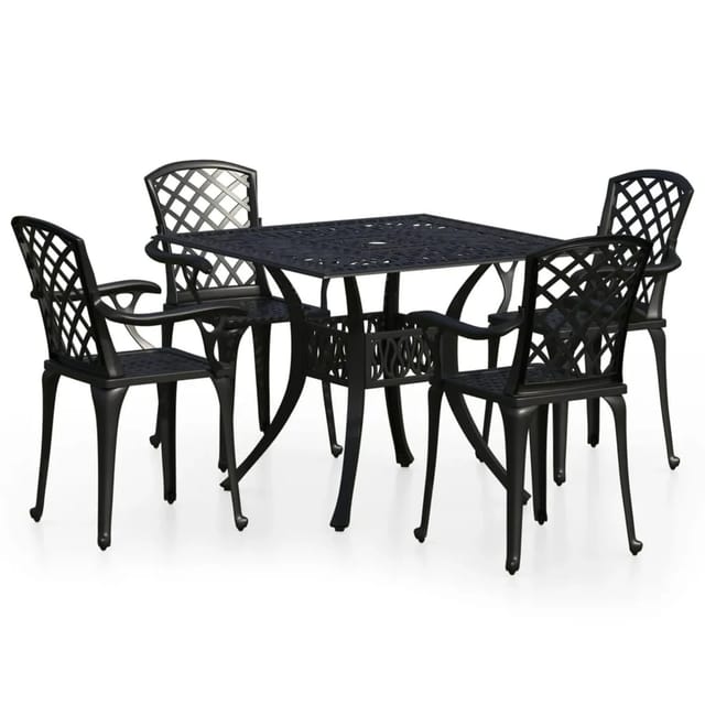 vidaXL 5-tlg Bistro-Set Aluminiumguss Schwarz Modell 6