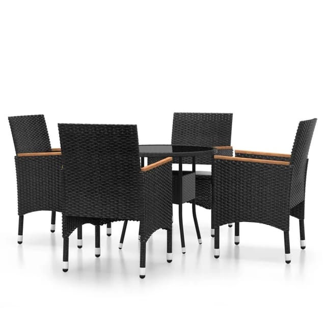 vidaXL 5-tlg Garten-Essgruppe Poly Rattan Schwarz Modell 25
