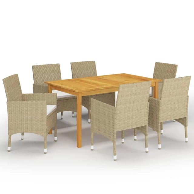 vidaXL 7-tlg Garten-Essgruppe Beige Modell 1