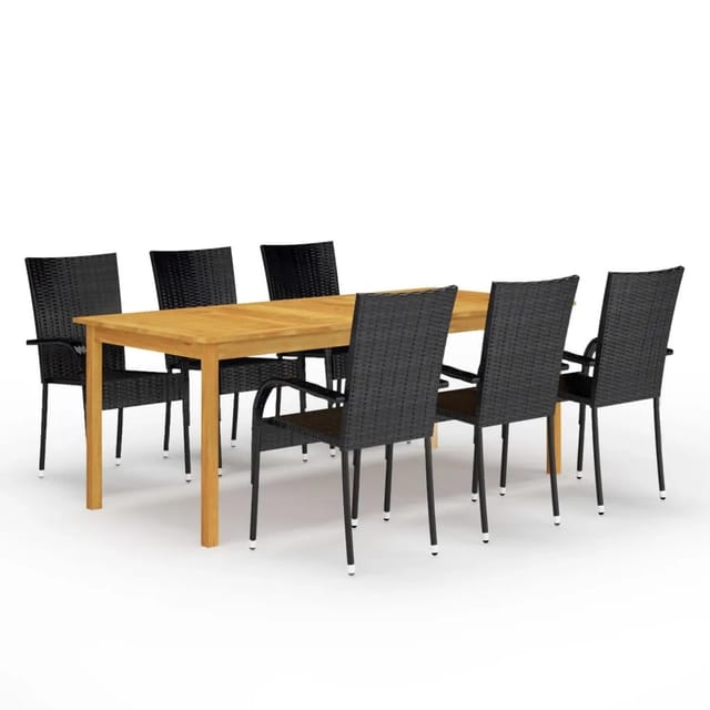 vidaXL 7-tlg Garten-Essgruppe Schwarz Modell 18