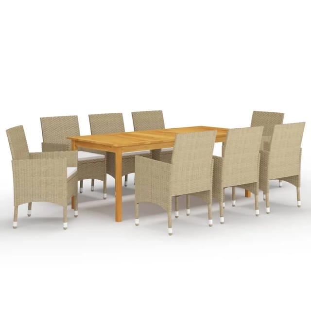 vidaXL 9-tlg Garten-Essgruppe Beige Modell 1
