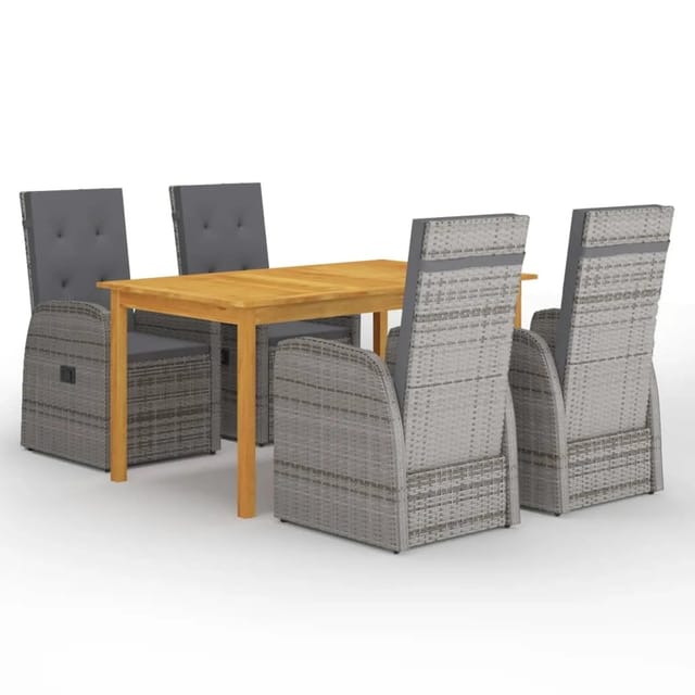 vidaXL 5-tlg Garten-Essgruppe Grau Modell 14