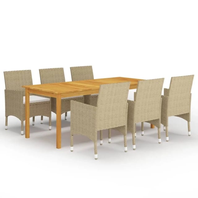 vidaXL 7-tlg Garten-Essgruppe Beige Modell 2