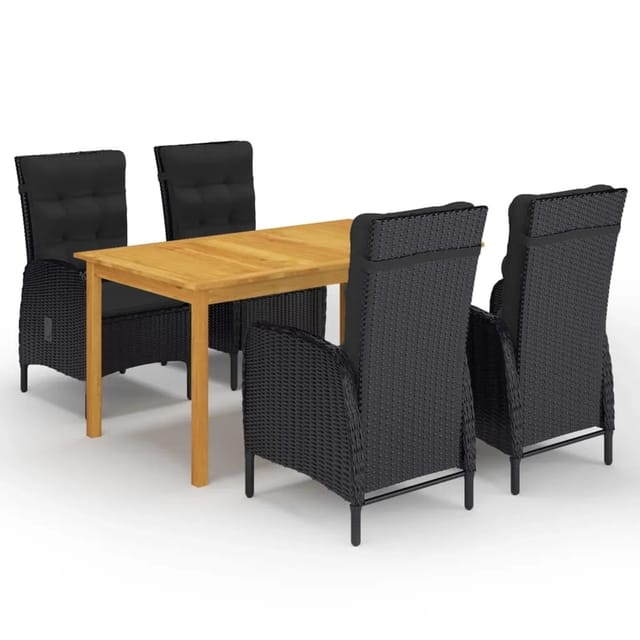vidaXL 5-tlg Garten-Essgruppe Schwarz Modell 140