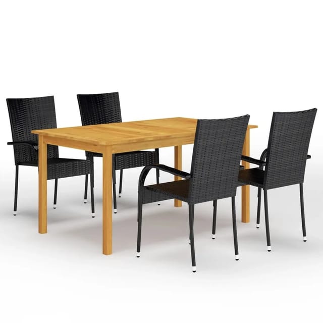 vidaXL 5-tlg Garten-Essgruppe Schwarz Modell 21