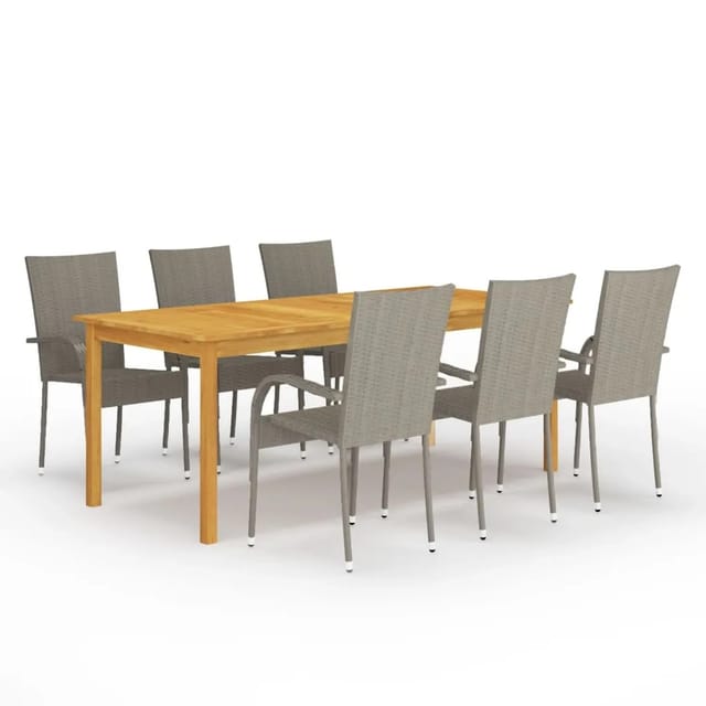 vidaXL 7-tlg Garten-Essgruppe Grau Modell 10