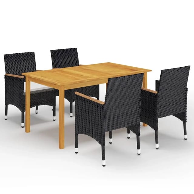 vidaXL 5-tlg Garten-Essgruppe Schwarz Modell 20