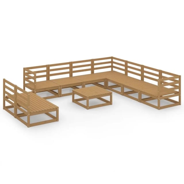vidaXL 10-tlg Garten-Lounge-Set Honigbraun Massivholz Kiefer Modell 9