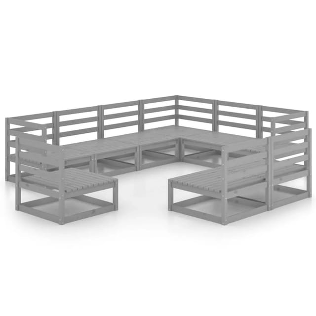 vidaXL 9-tlg Garten-Lounge-Set Grau Kiefer Massivholz Modell 16