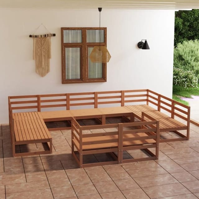 vidaXL 11-tlg Garten-Lounge-Set Massivholz Kiefer Modell 42