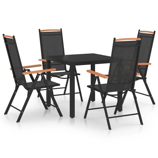 vidaXL 5-tlg Garten-Essgruppe Aluminium Schwarz Modell 1