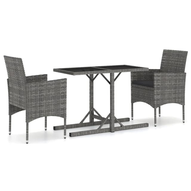 vidaXL 3-tlg Garten-Essgruppe Grau Modell 30