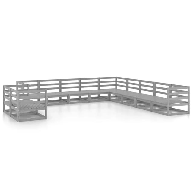 vidaXL 11-tlg Garten-Lounge-Set Grau Kiefer Massivholz Modell 7