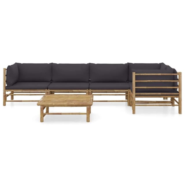 vidaXL 6-tlg Garten-Lounge-Set mit Dunkelgrauen Kissen Bambus Modell 8