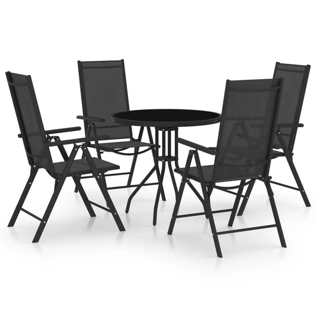 vidaXL 5-tlg Garten-Essgruppe Aluminium und Textilene Schwarz