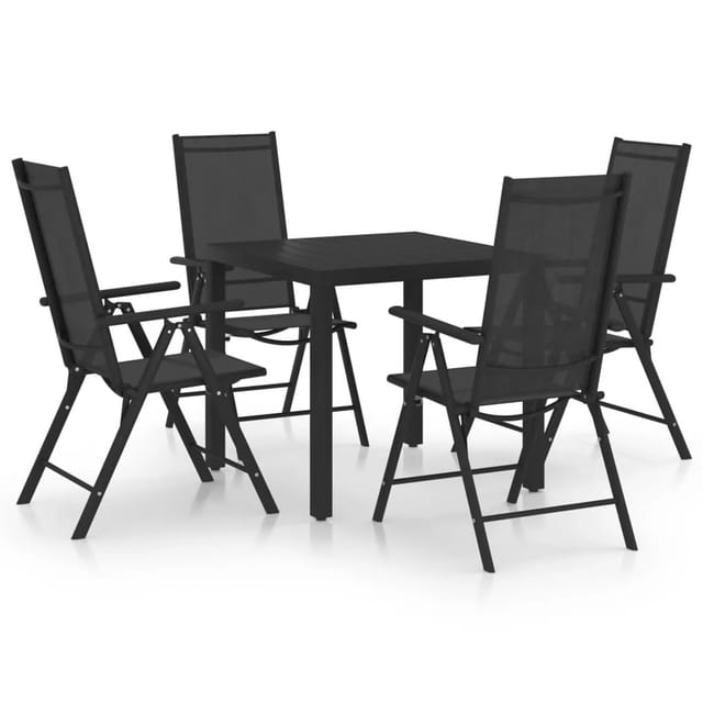 vidaXL 5-tlg Garten-Essgruppe Aluminium Schwarz Modell 4