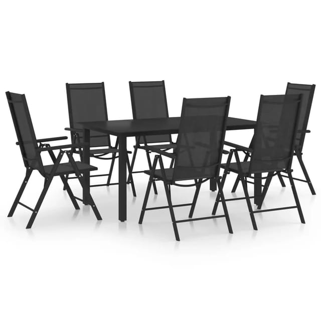 vidaXL 7-tlg Garten-Essgruppe Aluminium Schwarz Modell 3