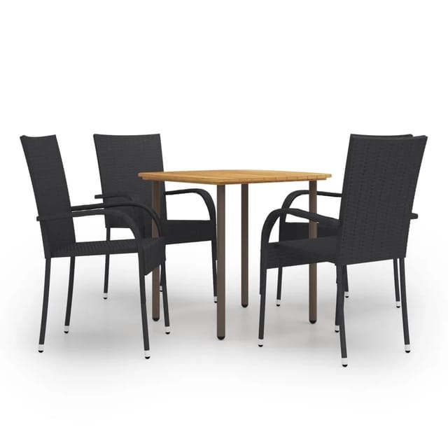 vidaXL 5-tlg Garten-Essgruppe Poly Rattan Schwarz Modell 13