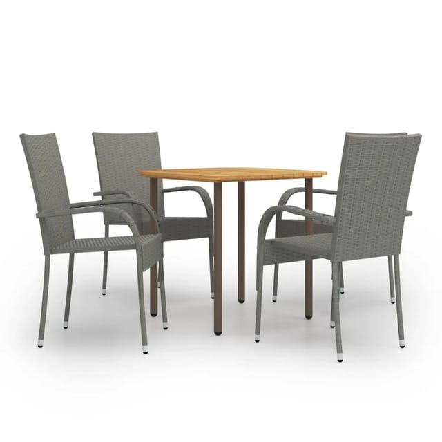 vidaXL 5-tlg Garten-Essgruppe Poly Rattan Grau Modell 6