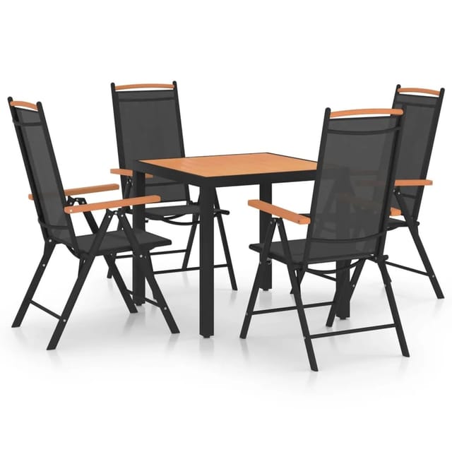 vidaXL 5-tlg Garten-Essgruppe Aluminium Schwarz Modell 2