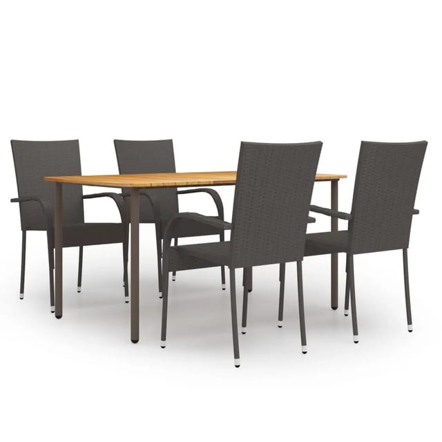 vidaXL 5-tlg Garten-Essgruppe Poly Rattan Braun Modell 2