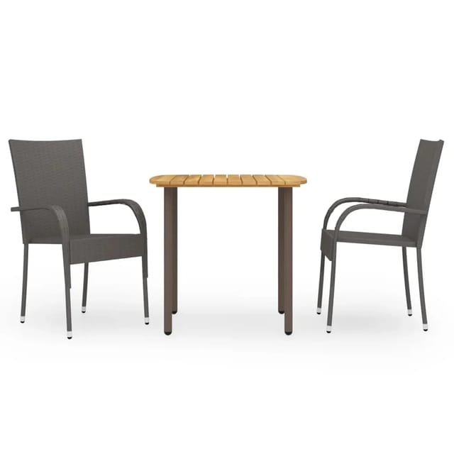 vidaXL 3-tlg Garten-Essgruppe Poly Rattan Braun Modell 1