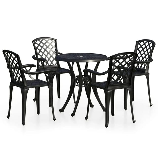 vidaXL 5-tlg Bistro-Set Aluminiumguss Schwarz Modell 4