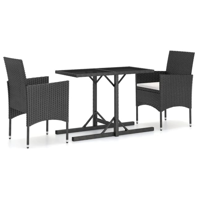 vidaXL 3-tlg Garten-Essgruppe Schwarz Modell 50