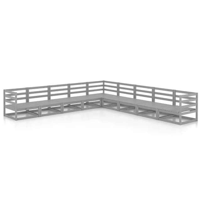 vidaXL 9-tlg Garten-Lounge-Set Grau Kiefer Massivholz Modell 19
