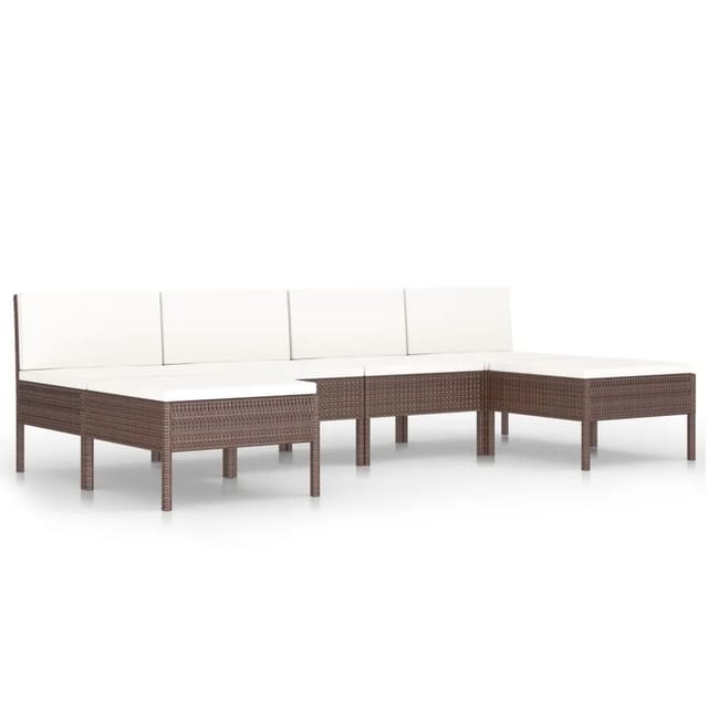 vidaXL 6-tlg Garten-Lounge-Set mit Auflagen Poly Rattan Braun Modell 3