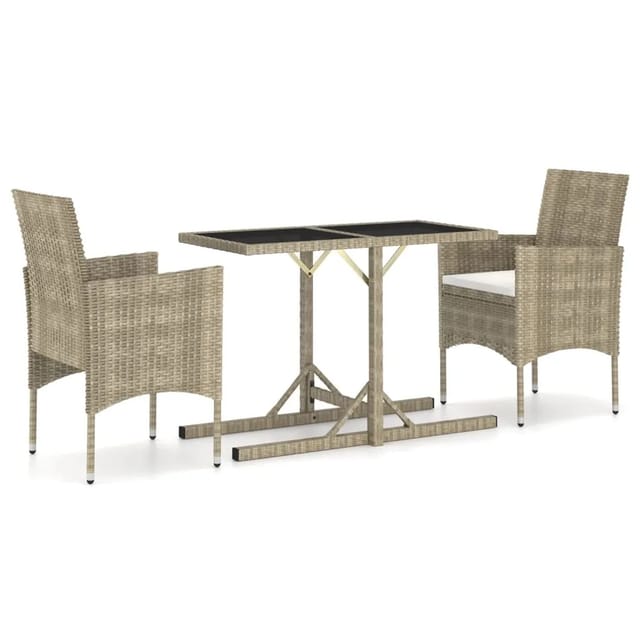 vidaXL 3-tlg Garten-Essgruppe Beige Modell 10