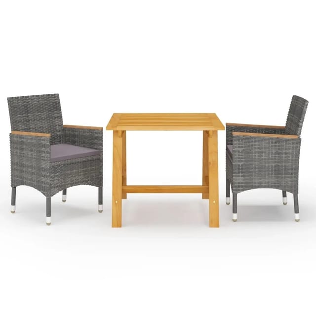 vidaXL 3-tlg Garten-Essgruppe Grau Modell 9