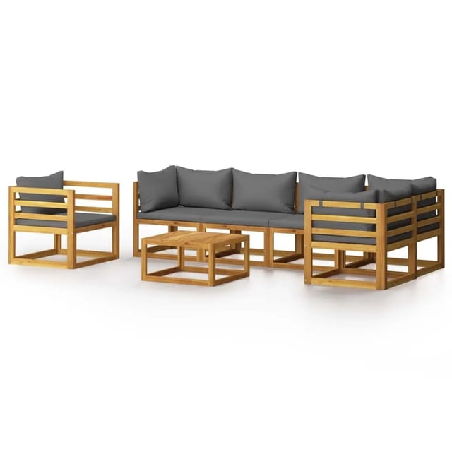 vidaXL 7-tlg Garten-Lounge-Set mit Auflagen Massivholz Akazie Modell 4