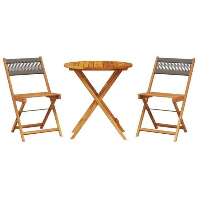 vidaXL 3-tlg Bistro-Set Grau Polypropylen und Massivholz Modell 4