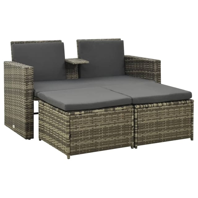 vidaXL 3-tlg Garten-Lounge-Set mit Auflagen Poly Rattan Grau Modell 3