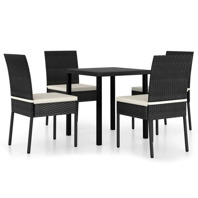 vidaXL 5-tlg Garten-Essgruppe Poly Rattan Schwarz Modell 10