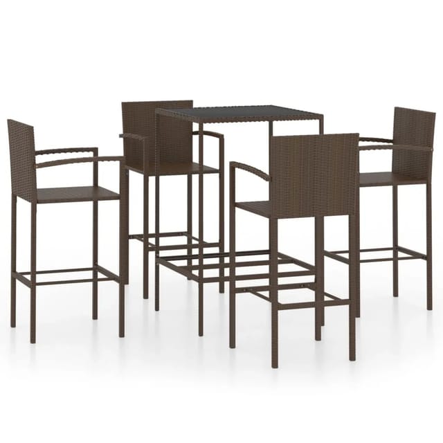 vidaXL 5-tlg Gartenbar-Set Poly Rattan Braun Modell 2