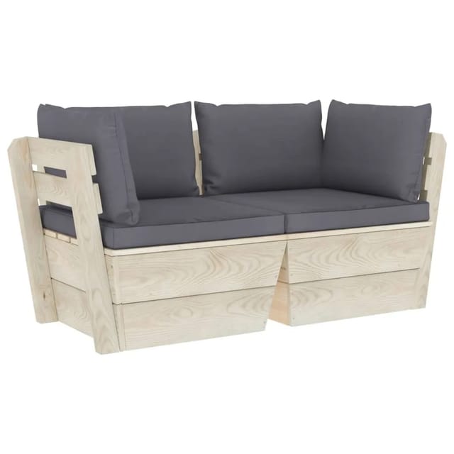 vidaXL Garten-Palettensofa 2-Sitzer mit Kissen Fichtenholz Modell 1