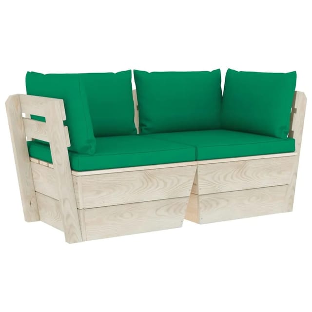 vidaXL Garten-Palettensofa 2-Sitzer mit Kissen Fichtenholz Modell 6