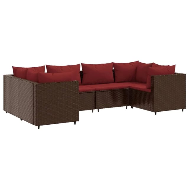 vidaXL 6-tlg Garten-Lounge-Set mit Kissen Braun Poly Rattan Modell 13