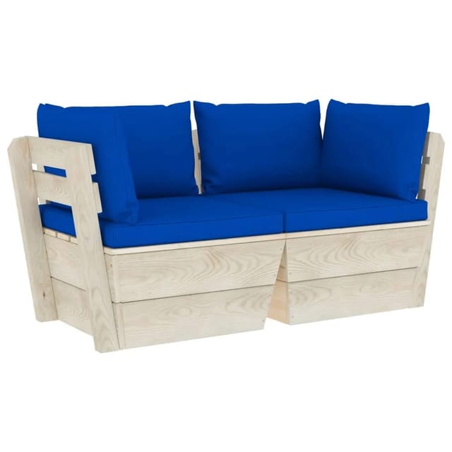 vidaXL Garten-Palettensofa 2-Sitzer mit Kissen Fichtenholz Modell 11